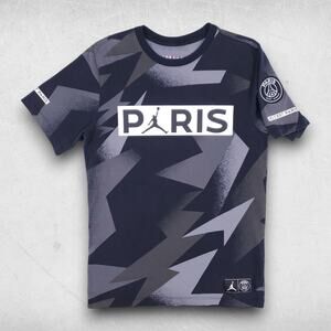 Jordan Paris Saint Germain T-shirt Men S Black Gray Geometric PSG Collab